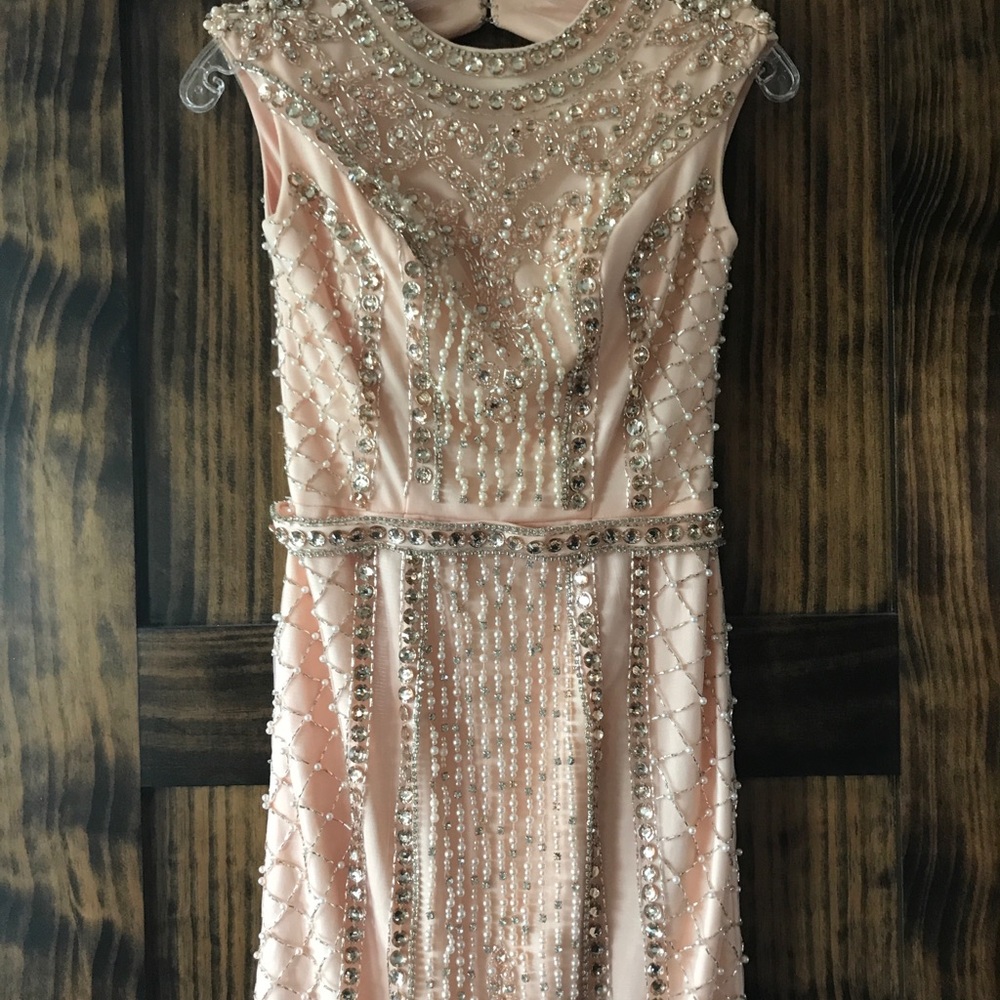 Jovani Jeweled Blush Homecoming Dress